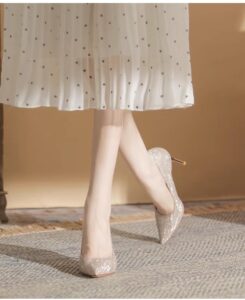 Not tiring feet, champagne colored high heels, main wedding shoes