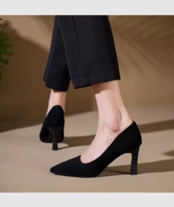 Etiquette High Heels Women's Suede Soft soled Formal Commuter Professional Black Single Shoes