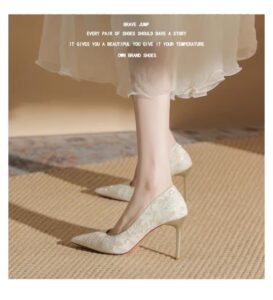 Spring and Autumn Pointed Fine Heel Lace Hanfu High Heels