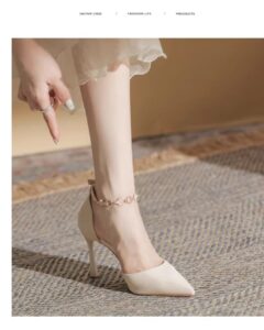 2026 New Style Celebrity One Button Strap with Skirt and Thin Heel Sandals for Women
