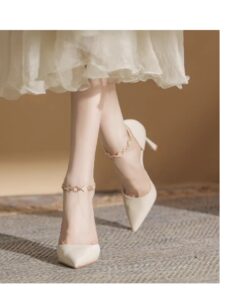 2026 New Style Celebrity One Button Strap with Skirt and Thin Heel Sandals for Women