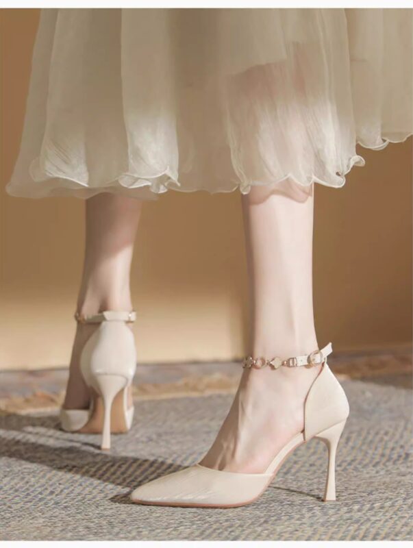 2026 New Style Celebrity One Button Strap with Skirt and Thin Heel Sandals for Women