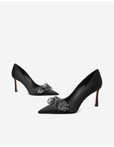 Black high heels, women's commuting temperament, slim heels, shallow mouth single shoes