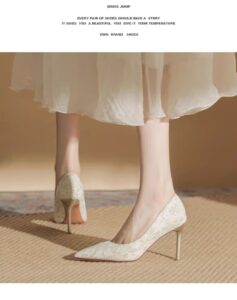 Spring and Autumn Pointed Fine Heel Lace Hanfu High Heels