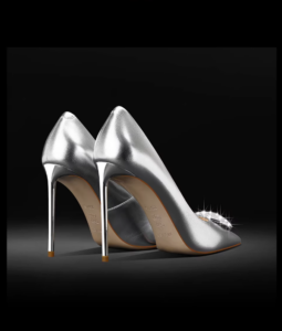 Silver temperament fine heeled leather high heels