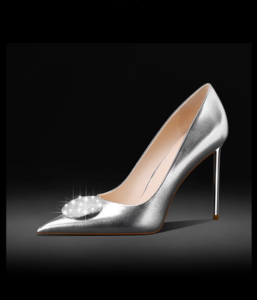 Silver temperament fine heeled leather high heels