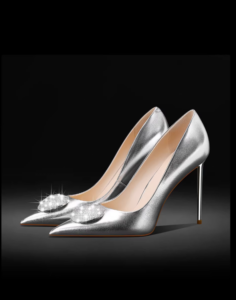 Silver temperament fine heeled leather high heels