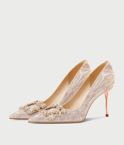 Champagne colored high heels for wedding, daily wear, two pairs