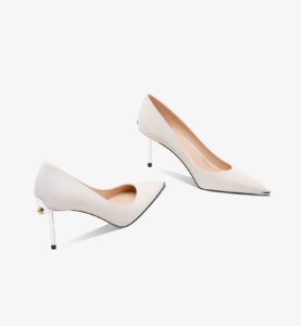 Metal toed high heels for women with slim heels