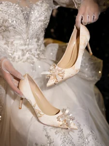 Light luxury, high-end, elegant, wedding shoes that are not tiring, slim heels, high heels