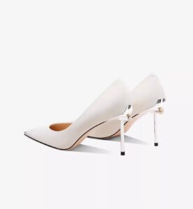 Metal toed high heels for women with slim heels