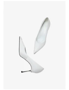 New white high heels for women, slim heel rhinestone single shoes