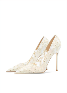 Daisy Embroidered Flower White High Heels