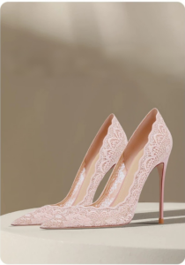 Pointed lace wedding high heels
