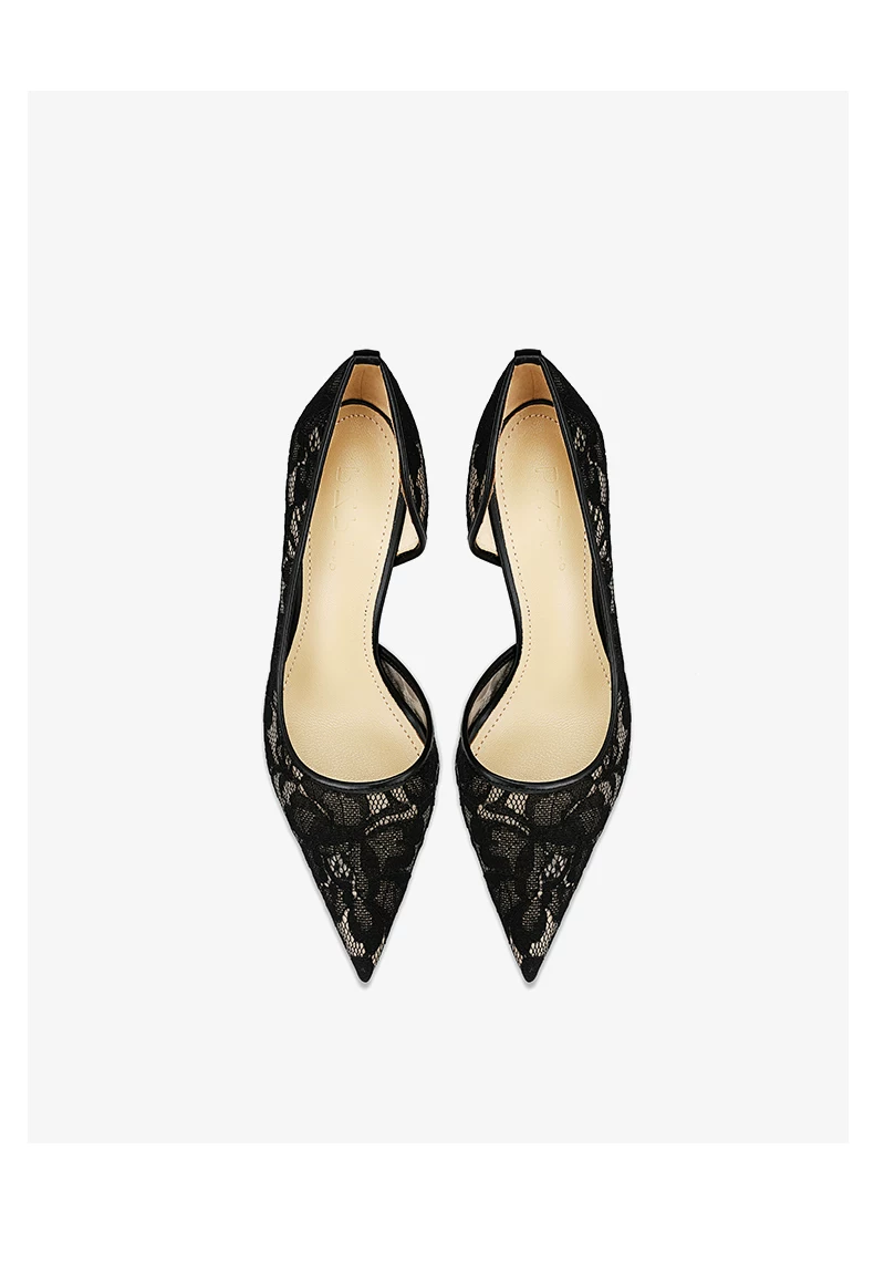 Black lace side empty high heels for women 2026 new model Black lace side empty high heels for women 2026 new model