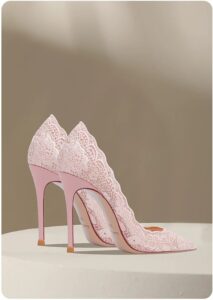 Pointed lace wedding high heels