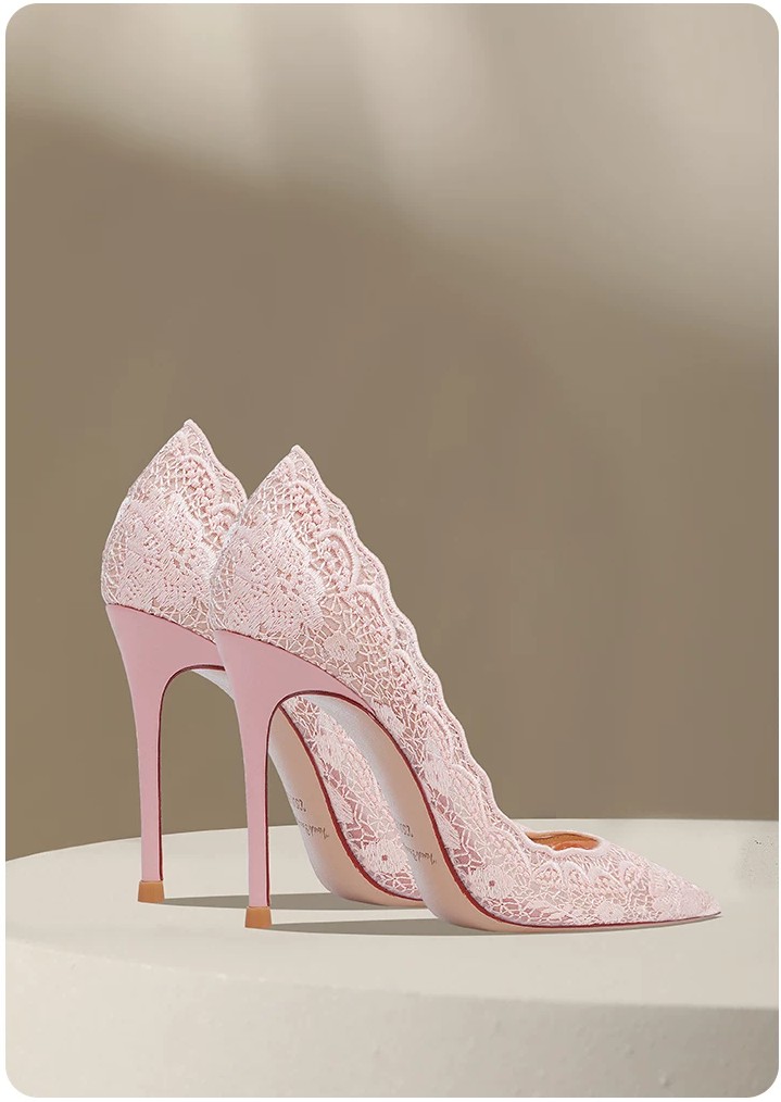Pointed lace wedding high heels Pointed lace wedding high heels