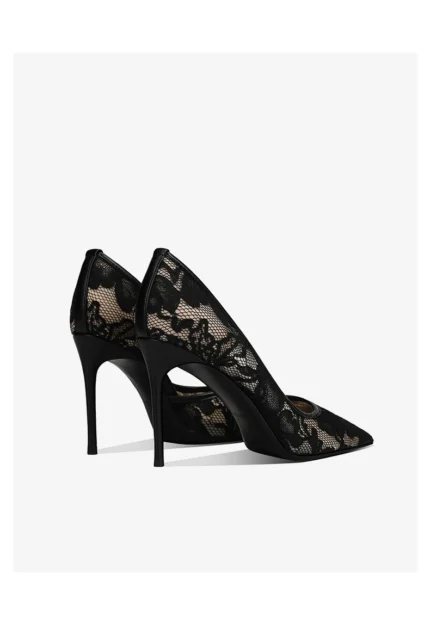 Black lace side empty high heels for women 2026 new model