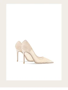 Diamond mesh nude high heels