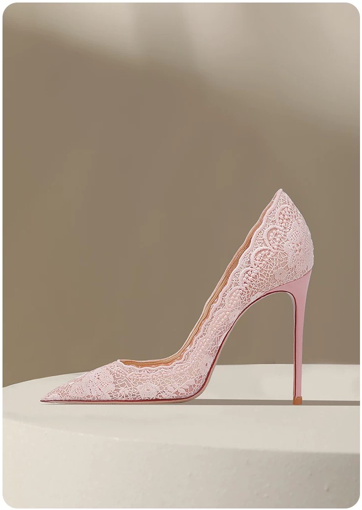 Pointed lace wedding high heels Pointed lace wedding high heels