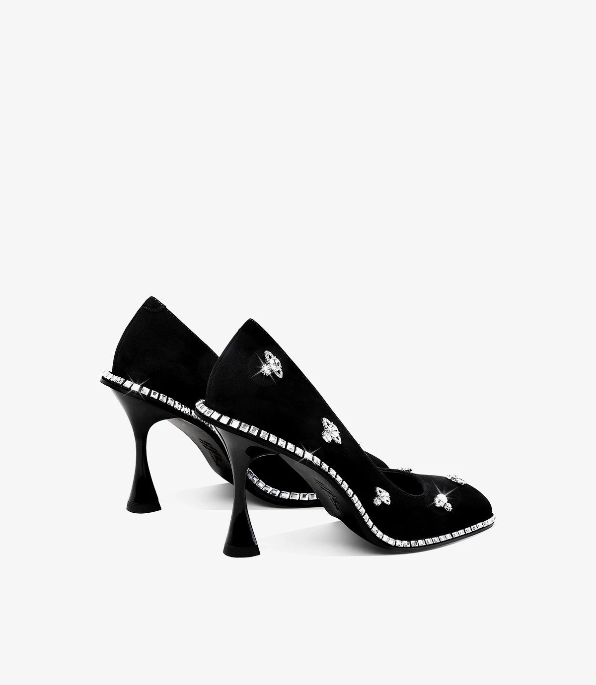Rhinestone square toe slim heeled high heels Rhinestone square toe slim heeled high heels