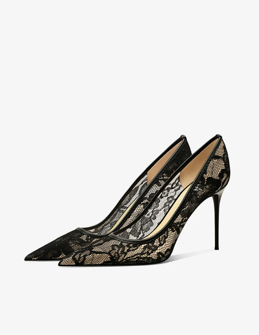 Lace high heels for women, 2026 new model, pointed and slender heel Lace high heels for women, 2026 new model, pointed and slender heel