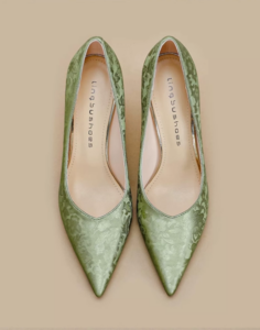 Embroidered champagne colored high heels