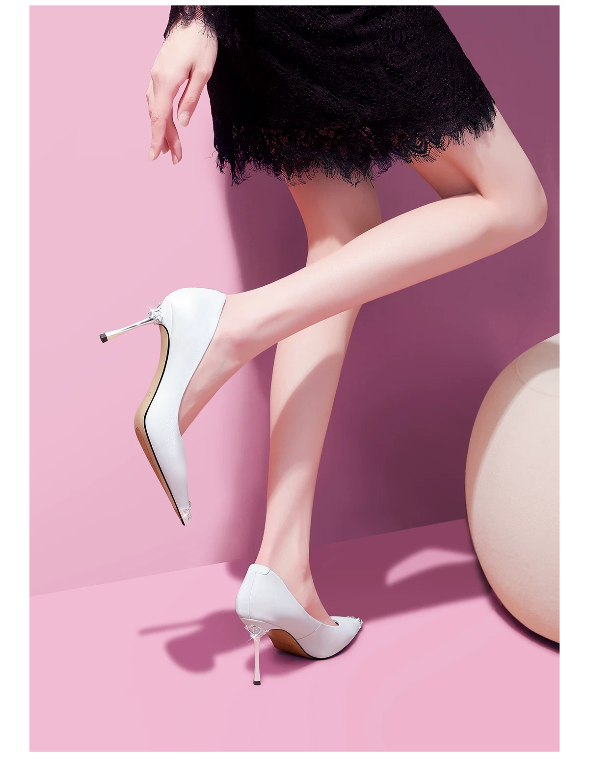 New white high-heeled shoes by niche designers for women with slim heels New white high-heeled shoes by niche designers for women with slim heels